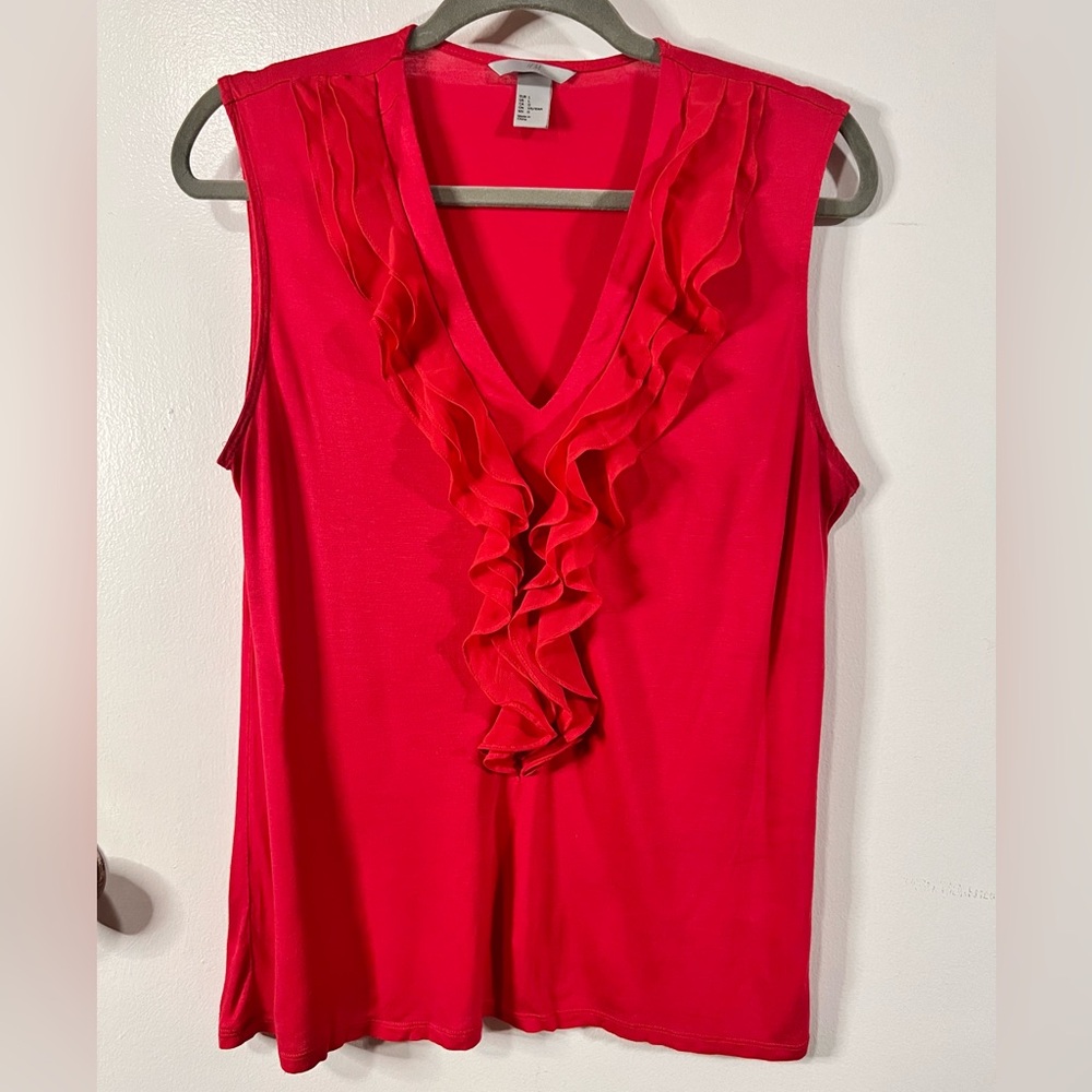 H&M Pinky Red Ruffled Sleeveless Blouse